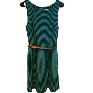 Merona‎ Striped Dress Sleeveless Green Blue Fit & Flare Small/petite S/P EUC